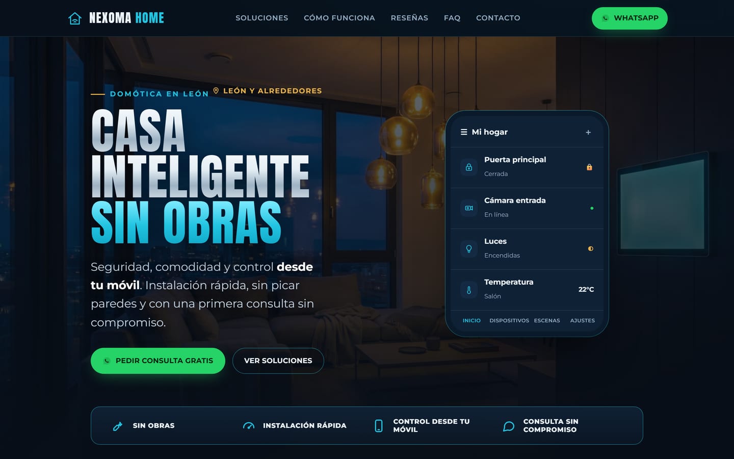 Web de NEXOMA HOME, domótica en León